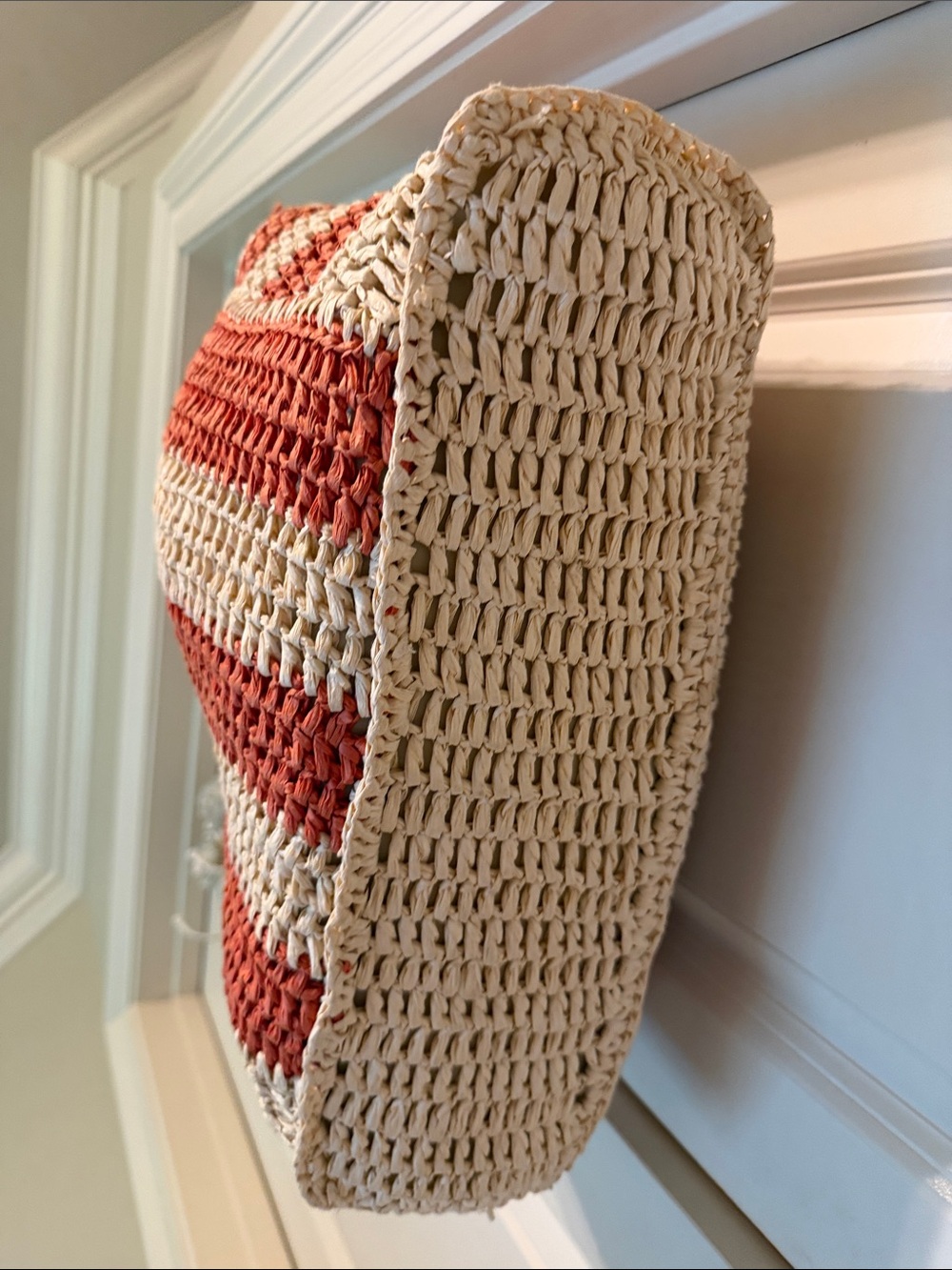 Sole Society Striped Raffia Tote - Cream & Rust Brown - Picture 2 of 6